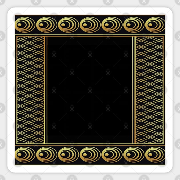 Vintage Retro black and gold  art deco pattern Magnet by Tina